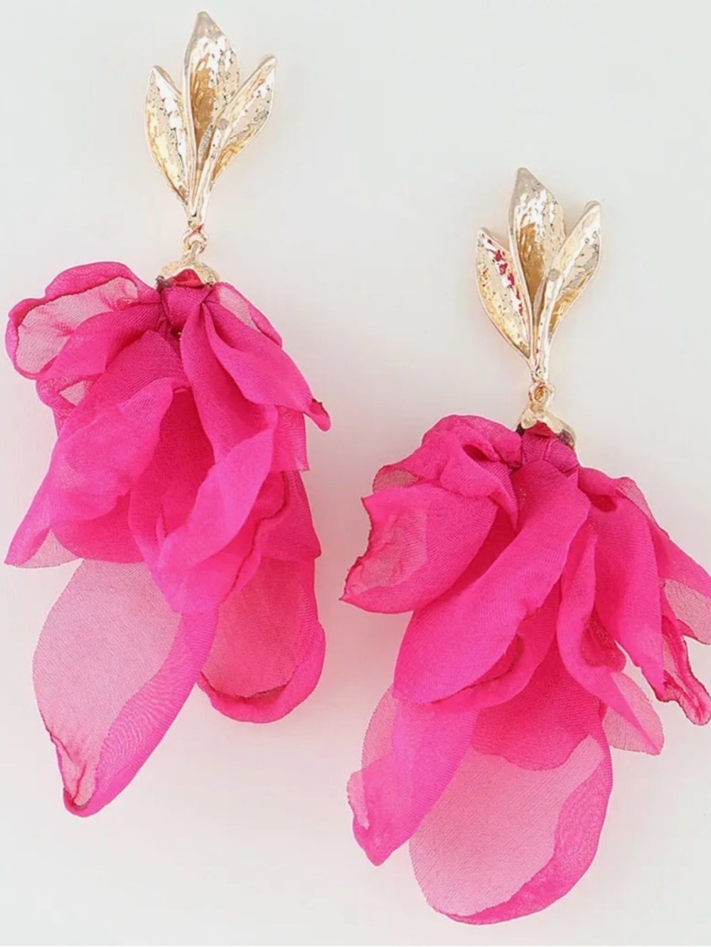 Pink Feather Ruffle Drop Earrings (5500)